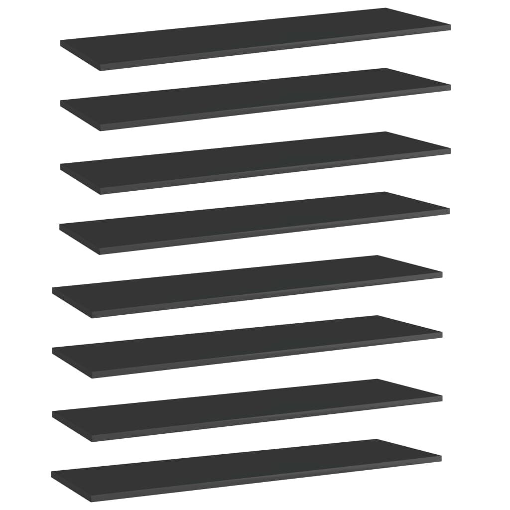 vidaXL Ράφια Βιβλιοθήκης 8 τεμ. Γυαλ. Μαύρο 100x30x1,5 εκ. Μοριοσανίδα