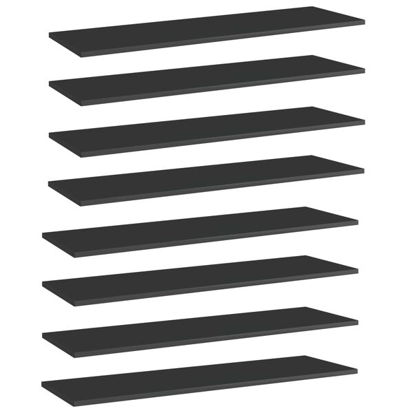 vidaXL Ράφια Βιβλιοθήκης 8 τεμ. Γυαλ. Μαύρο 100x30x1,5 εκ. Μοριοσανίδα