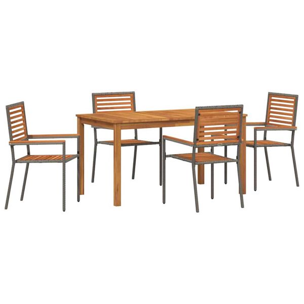 vidaXL Σέτ φαγητού για κήπο 5 pcs Γκρι Πολυ ράταν