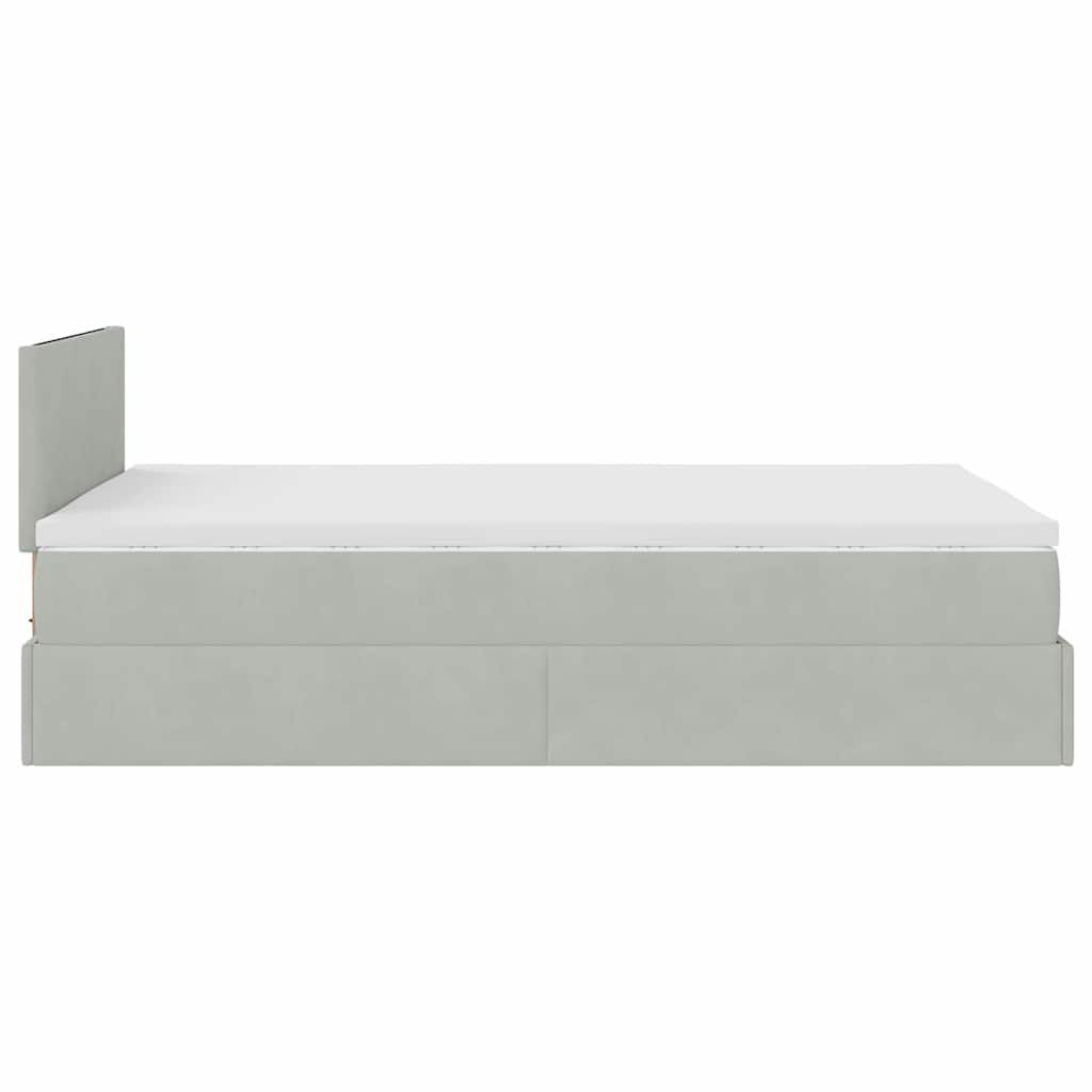 vidaXL Οθωμανικό κρεβάτι με στρώμα&LEDs Ανοιχτό γκρι 120x200cm Βελούδο