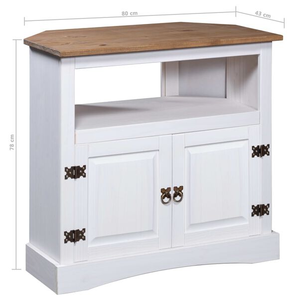 vidaXL Τραπέζι Κονσόλα Μεξικ. Στιλ Corona Λευκό 80x34x78εκ Ξύλο Πεύκου