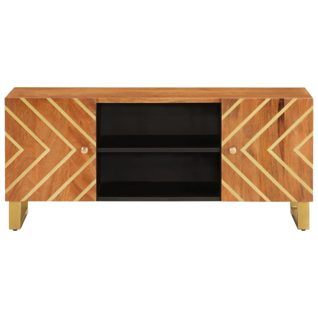 vidaXL Έπιπλο Τηλεόρασης Καφέ/Μαύρο 105x33,5x46 εκ. Μασίφ Ξύλο Μάνγκο