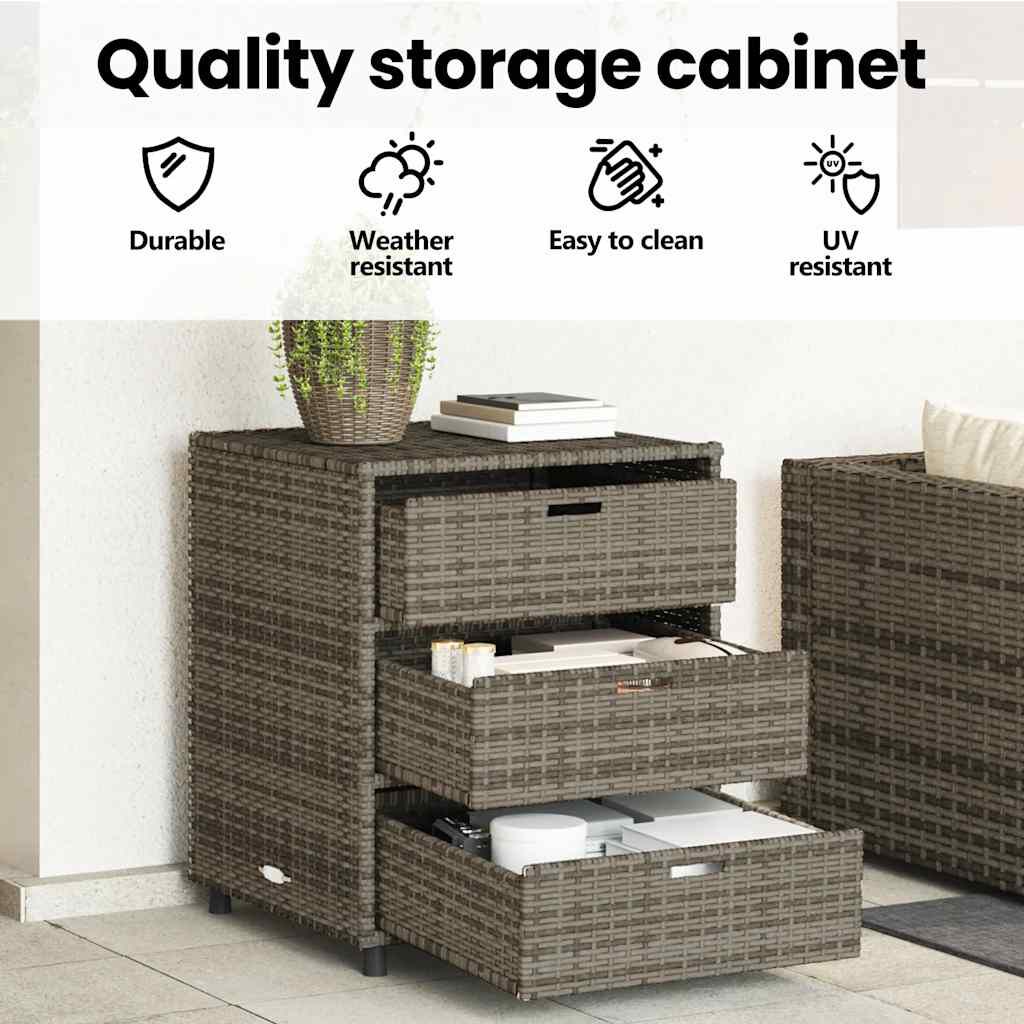 vidaXL Ντουλάπι Αποθήκευσης Κήπου Γκρι 55x59x69 εκ. Συνθετικό Ρατάν