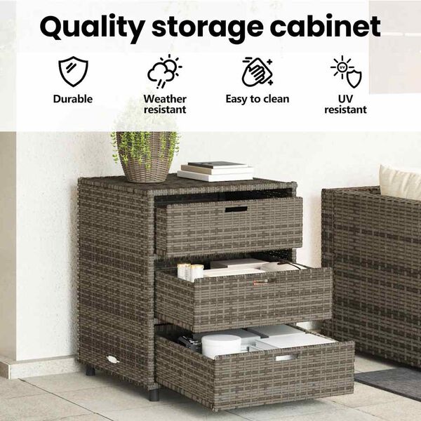 vidaXL Ντουλάπι Αποθήκευσης Κήπου Γκρι 55x59x69 εκ. Συνθετικό Ρατάν