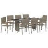 vidaXL Σέτ φαγητού για κήπο 9 pcs Γκρι 190 x 80 x 75 εκ.