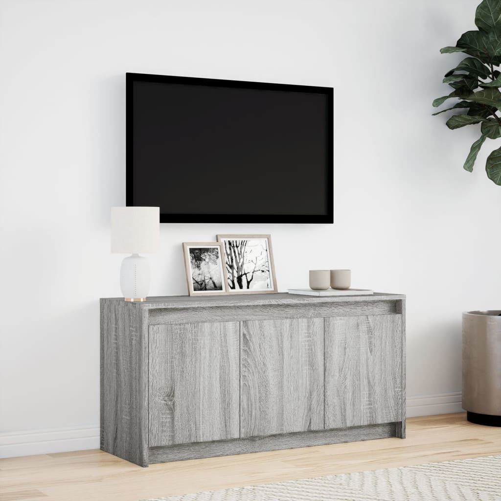 vidaXL Έπιπλο Τηλεόρασης με LED Γκρι Sonoma 100x34x50 εκ. Επεξ. Ξύλο