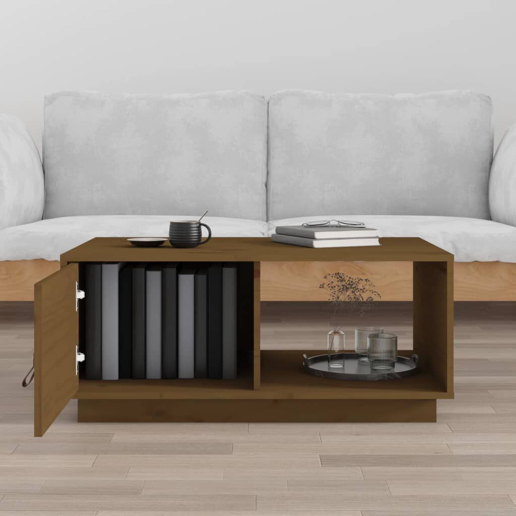 vidaXL Τραπεζάκι Σαλονιού Καφέ μελί80x50x35,5εκ. από Μασίφ Ξύλο Πεύκου