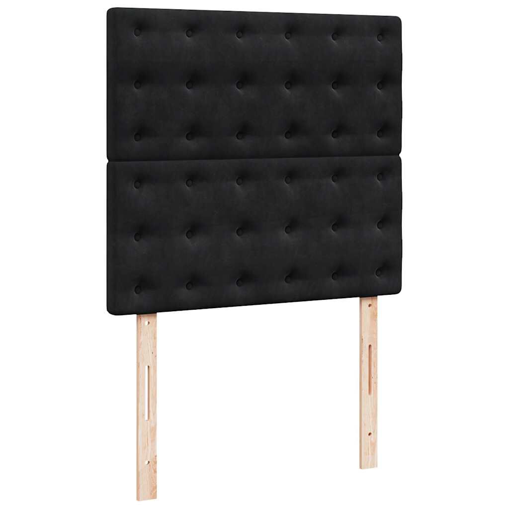 vidaXL Οθωμανικό κρεβάτι με στρώματα & LEDs Μαύρο 90x200cm Velvet