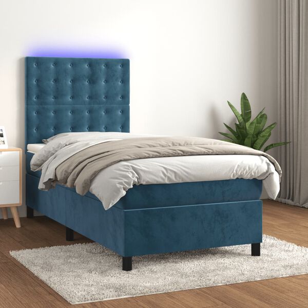 vidaXL &Kappa;&rho;&epsilon;&beta;ά&tau;&iota; Boxspring &mu;&epsilon; &Sigma;&tau;&rho;ώ&mu;&alpha; & LED &Sigma;&kappa;. &Mu;&pi;&lambda;&epsilon; 90x190 &epsilon;&kappa;. &Beta;&epsilon;&lambda;&omicron;ύ&delta;&iota;&nu;&omicron;