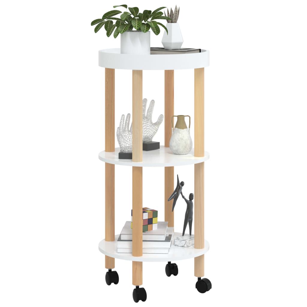 vidaXL Τρόλεϊ 3 Επιπέδων Λευκό 38 x 38 x 82 εκ. Επεξ. Ξύλο/Μασίφ Πεύκο