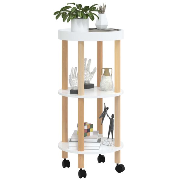 vidaXL Τρόλεϊ 3 Επιπέδων Λευκό 38 x 38 x 82 εκ. Επεξ. Ξύλο/Μασίφ Πεύκο