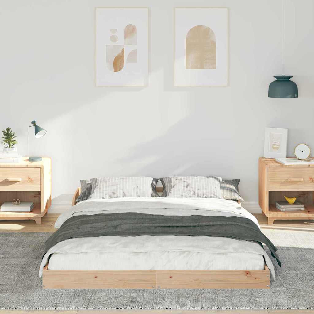 vidaXL Σκελετός Κρεβατιού Καφέ 140 x 190 cm Μασίφ ξύλο πεύκου