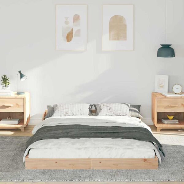 vidaXL Σκελετός Κρεβατιού Καφέ 140 x 190 cm Μασίφ ξύλο πεύκου