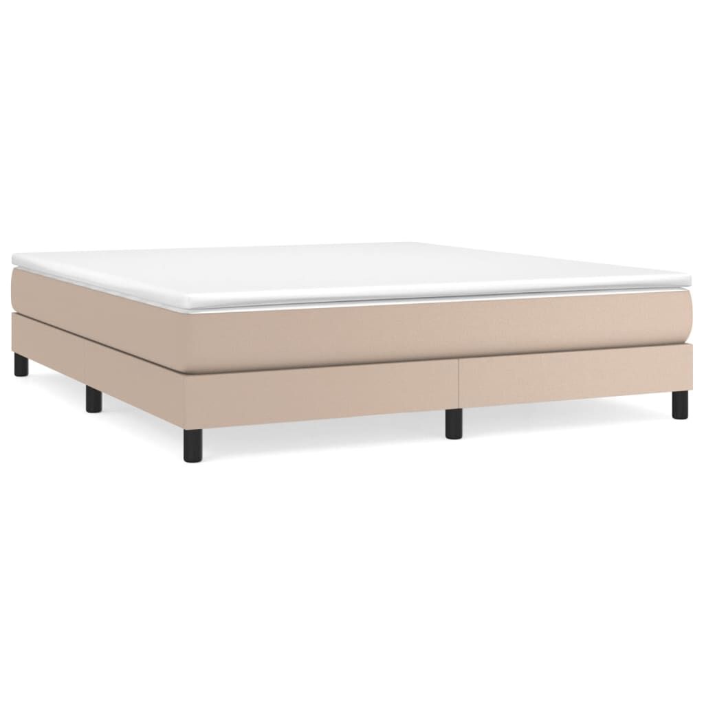vidaXL Κρεβάτι Boxspring με Στρώμα Καπουτσίνο 180x200 εκ. Συνθ. Δέρμα
