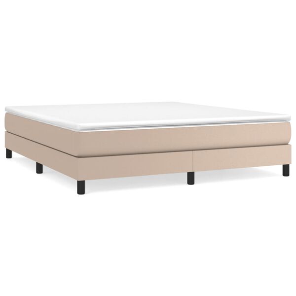 vidaXL Κρεβάτι Boxspring με Στρώμα Καπουτσίνο 180x200 εκ. Συνθ. Δέρμα