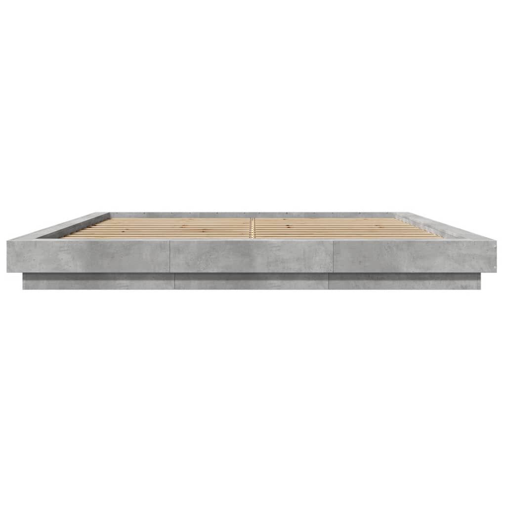 vidaXL Πλαίσιο Κρεβατιού με LED Γκρι Σκυρ. 180x200 εκ. Επεξ. Ξύλο