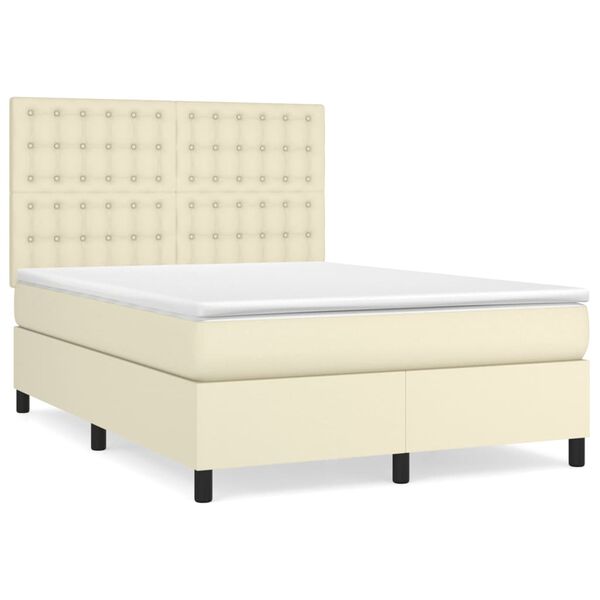 vidaXL &Kappa;&rho;&epsilon;&beta;ά&tau;&iota; Boxspring &mu;&epsilon; &Sigma;&tau;&rho;ώ&mu;&alpha; &Kappa;&rho;&epsilon;&mu; 140x190&epsilon;&kappa;. &alpha;&pi;ό &Sigma;&upsilon;&nu;&theta;&epsilon;&tau;&iota;&kappa;ό &Delta;έ&rho;&mu;&alpha;