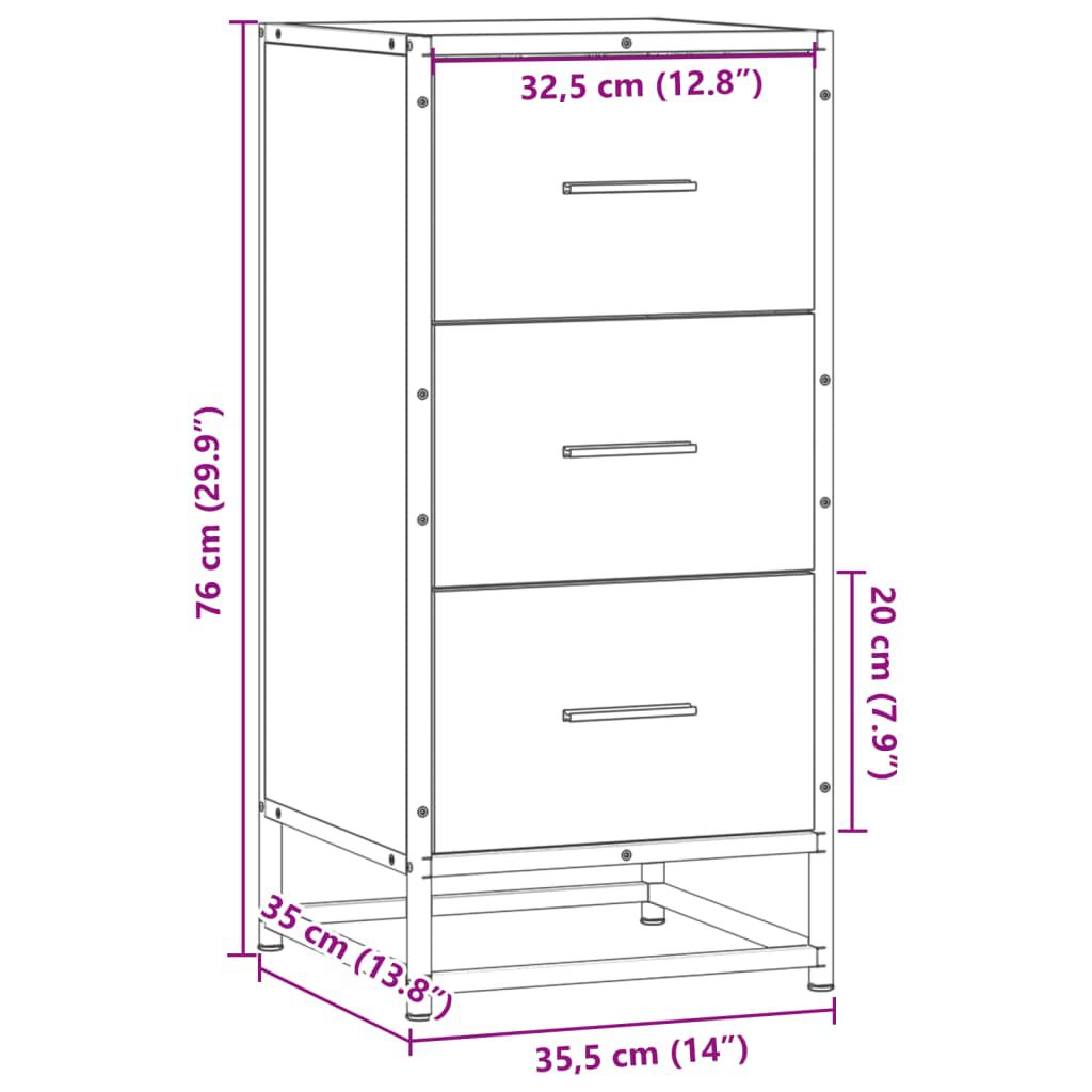 vidaXL Ραφιέρα Καπνιστή Δρυς 35,5x35x76 εκ. Επεξ. Ξύλο + Μέταλλο