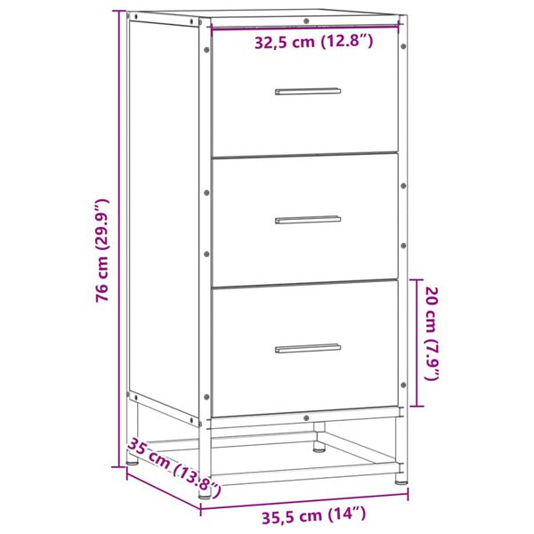 vidaXL Ραφιέρα Καπνιστή Δρυς 35,5x35x76 εκ. Επεξ. Ξύλο + Μέταλλο
