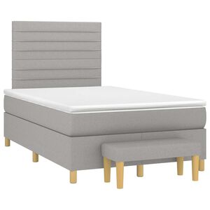 vidaXL Κρεβάτι Boxspring με Στρώμα Ανοιχτό Γκρι 120x190 εκ. Υφασμάτινο