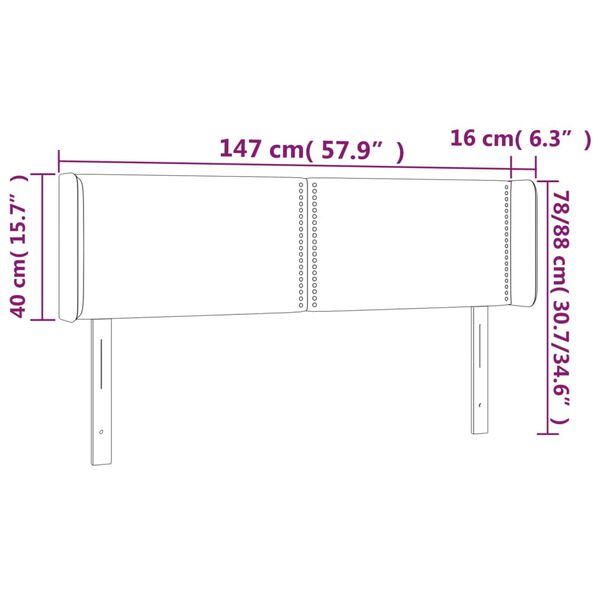 vidaXL Κεφαλάρι Κρεβατιού LED Καπουτσίνο 147x16x78/88εκ. Συνθετ. Δέρμα