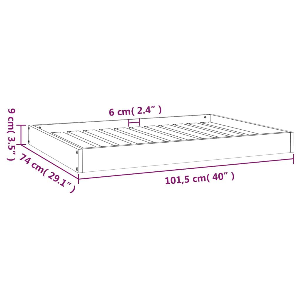 vidaXL Κρεβάτι Σκύλου Μελί 101,5 x 74 x 9 εκ. από Μασίφ Ξύλο Πεύκου