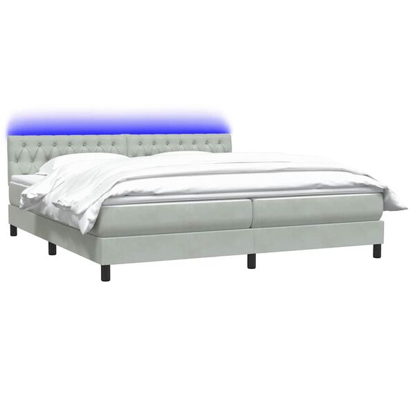 vidaXL &Kappa;&rho;&epsilon;&beta;ά&tau;&iota; Boxspring &mu;&epsilon; &Sigma;&tau;&rho;ώ&mu;&alpha; & LED &alpha;&nu;&omicron;&iota;&chi;&tau;ό &gamma;&kappa;&rho;&iota; 180x220 cm &Beta;&epsilon;&lambda;&omicron;ύ&delta;&iota;&nu;&omicron;
