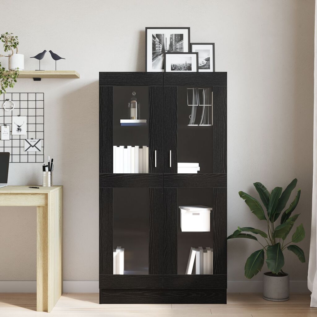 vitaXL Βιβλιοθήκη Μαύρη Δρυς 82,5x30,5x150 εκ Επεξεργασμένο ξύλο