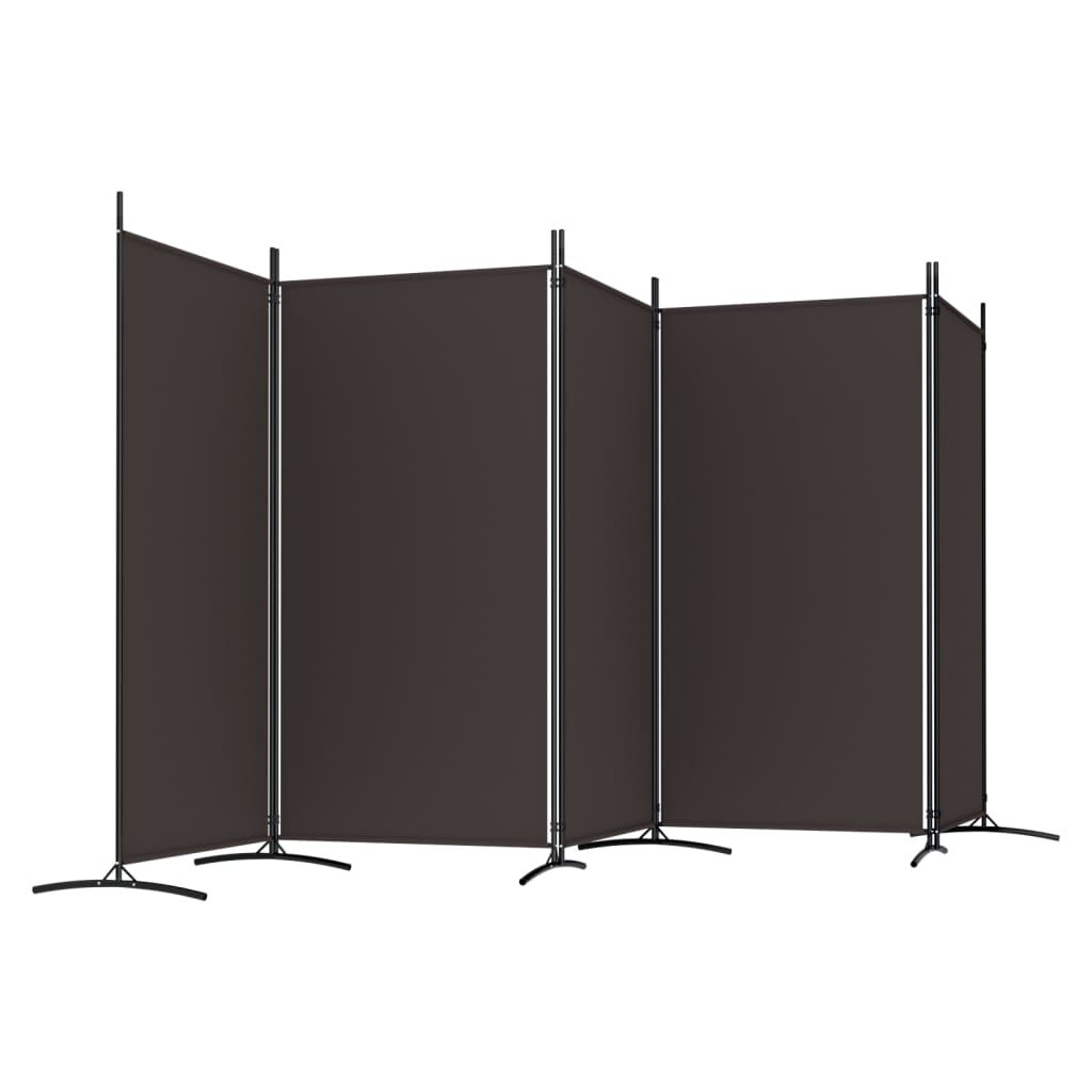 vidaXL Διαχωριστικό Δωματίου με 5 Πάνελ Καφέ 433x180 εκ. από Ύφασμα