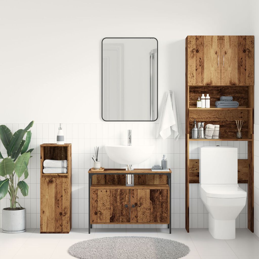 vidaXL Ντουλάπι μπάνιου σε στυλ παλιού ξύλου 80x30x60 εκ. Κατασκευασμένο από μηχανWood