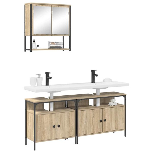 vidaXL &Sigma;&epsilon;&tau; &Epsilon;&pi;ί&pi;&lambda;&omega;&nu; &Mu;&pi;ά&nu;&iota;&omicron;&upsilon; &mu;&epsilon; &rho;ά&phi;&iota; &mu;&epsilon; &pi;ό&rho;&tau;&alpha; 3 pcs &Kappa;&alpha;&phi;έ 80 x 30 x 60 cm