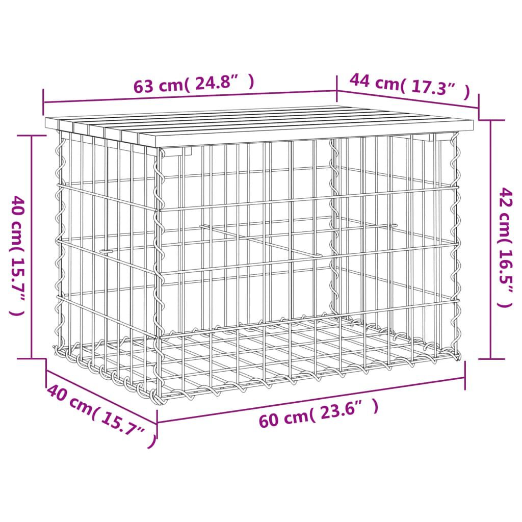 vidaXL Πάγκος Κήπου Συρματοκιβώτιο 63 x 44 x 42 εκ. Μασίφ Ψευδοτσούγκα