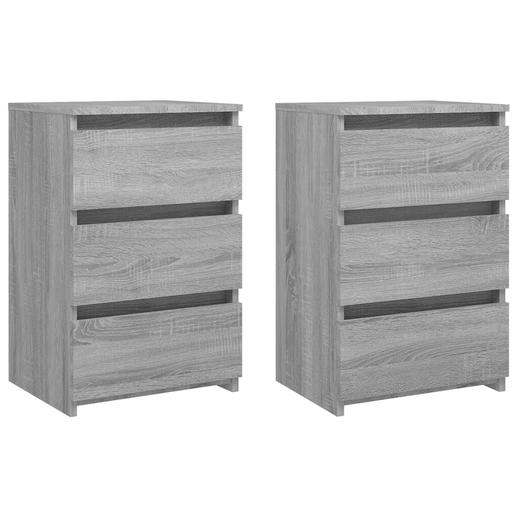 vidaXL Κομοδίνα 2 τεμ. Γκρι Sonoma 40x35x62,5 εκ. Επεξεργασμένο Ξύλο