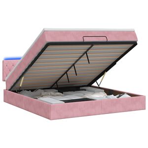 vidaXL &Kappa;&rho;&epsilon;&beta;ά&tau;&iota; Ottoman &mu;&epsilon; &Sigma;&tau;&rho;ώ&mu;&alpha; &kappa;&alpha;&iota; LED &Rho;&omicron;&zeta; 160 x 200 cm &Beta;&epsilon;&lambda;&omicron;ύ&delta;&omicron;