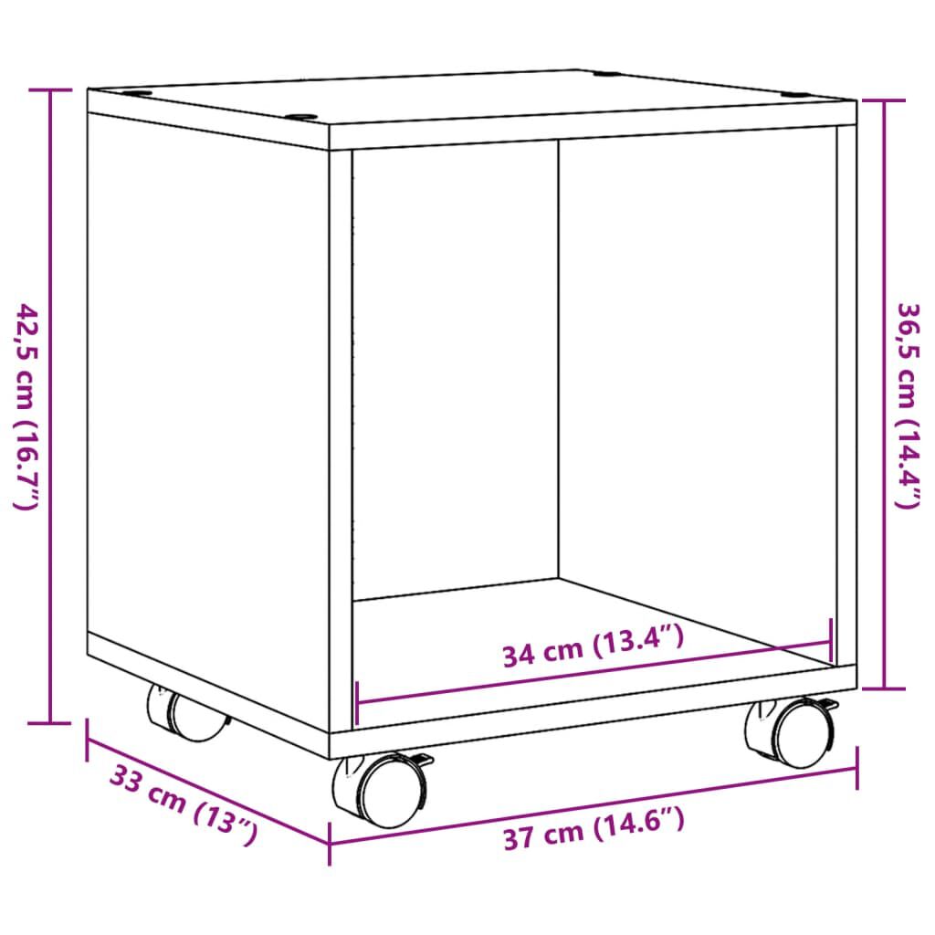 vidaXL Ντουλάπι Τροχήλατο Καφέ Δρυς 37x33x42,5 εκ. από Επεξ. Ξύλο