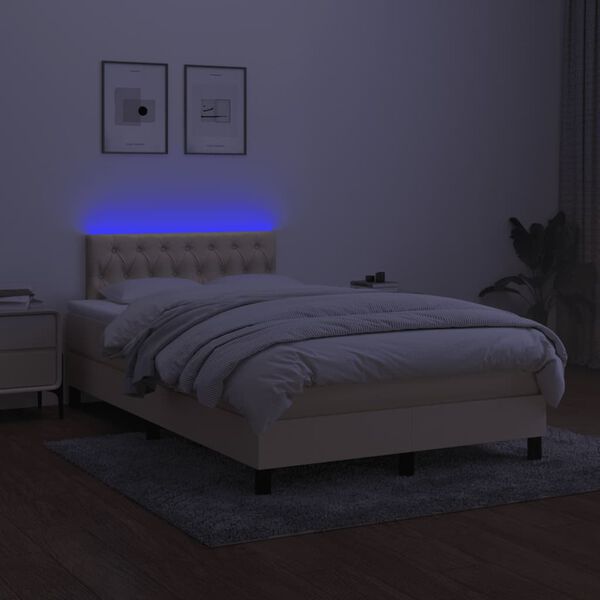 vidaXL &Kappa;&rho;&epsilon;&beta;ά&tau;&iota; Boxspring &mu;&epsilon; &Sigma;&tau;&rho;ώ&mu;&alpha; & LED &Kappa;&rho;&epsilon;&mu; 120x190 &epsilon;&kappa;. &Upsilon;&phi;&alpha;&sigma;&mu;ά&tau;&iota;&nu;&omicron;