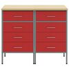 vidaXL Ντουλάπα Εργασίας 2 pcs Κόκκινο και Γκρίζο 100 x 55 x 85 εκ.