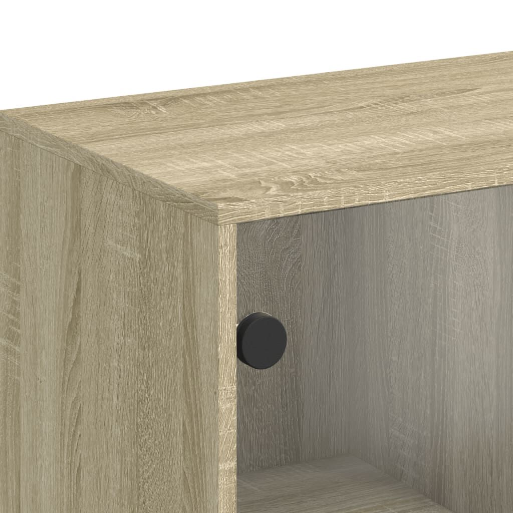 vidaXL Βοηθητικό Ντουλάπι Sonoma Δρυς 69x37x100 εκ. με Γυάλινες Πόρτες