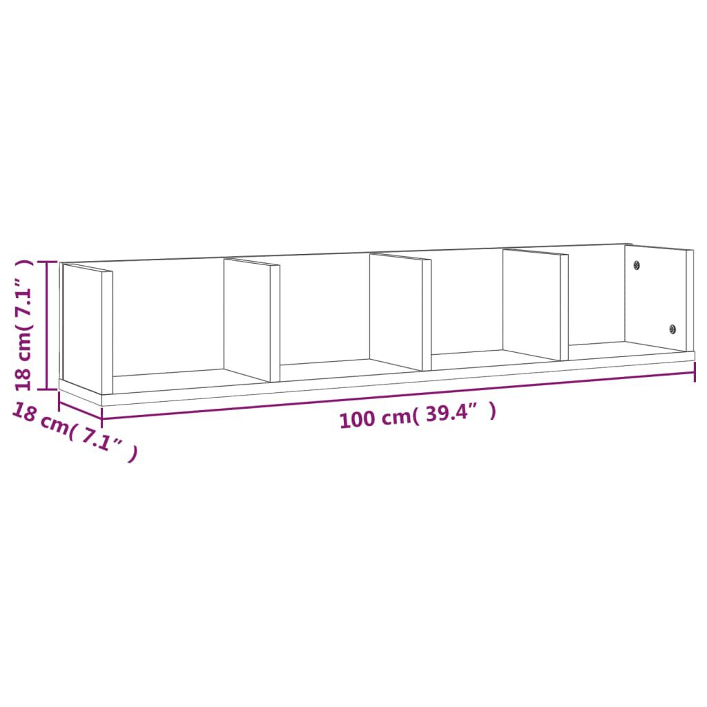 vidaXL Ραφιέρα Τοίχου για CD Γκρι Sonoma 100x18x18 εκ. Επεξεργ. Ξύλο