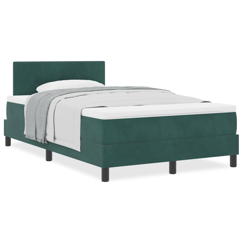 vidaXL Κρεβάτι Box Spring με Στρώμα Σκούρο Πράσινο 120x200 εκ. Βελούδο