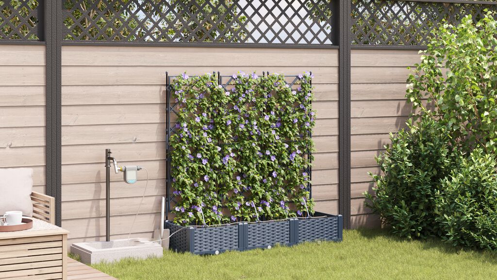 vidaXL Ζαρντινιέρες κήπου Γκρι 120 x 40 x 126 cm Ατσάλι