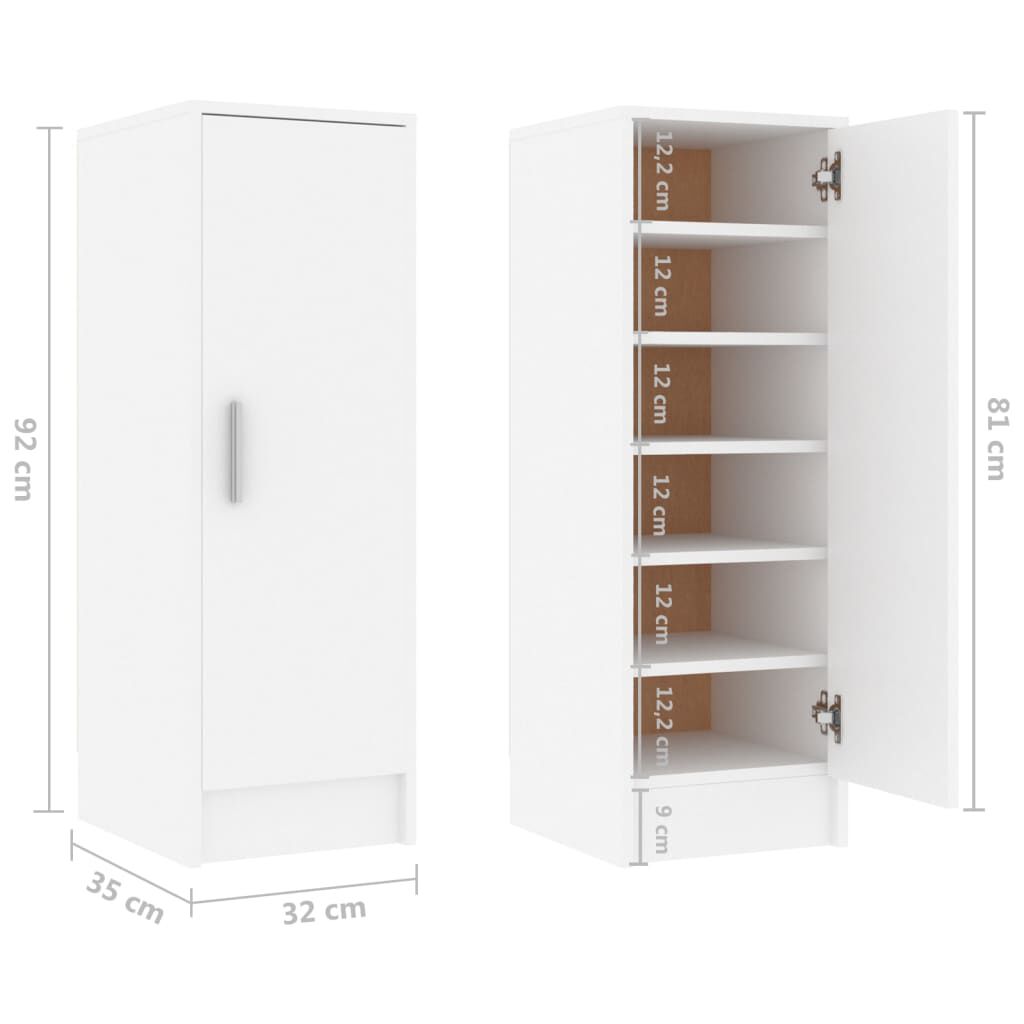 vidaXL Παπουτσοθήκη Λευκή 32 x 35 x 92 εκ. από Επεξ. Ξύλο