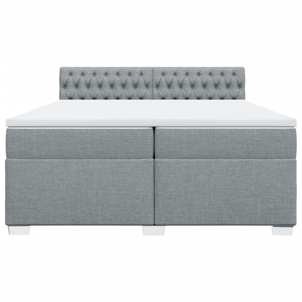vidaXL Κρεβάτι Boxspring με Στρώμα Ανοιχτό Γκρι 200x200 εκ. Υφασμάτινο