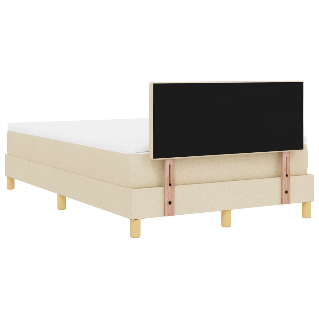 vidaXL Κρεβάτι Box Spring με Στρώμα & LED Κρεμ 120x200 εκ. Ύφασμα