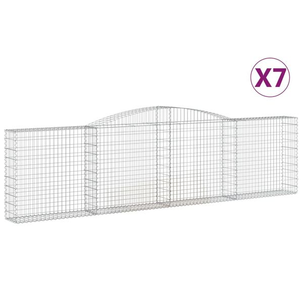 vidaXL Συρματοκιβώτια Τοξωτά 7 τεμ. 400x30x100/120 εκ. Γαλβαν. Ατσάλι