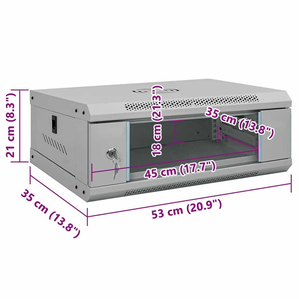 vidaXL Ντουλάπα δικτύου με αποθήκευση Γκρι 53 x 35 x 21 εκ Ατσάλι