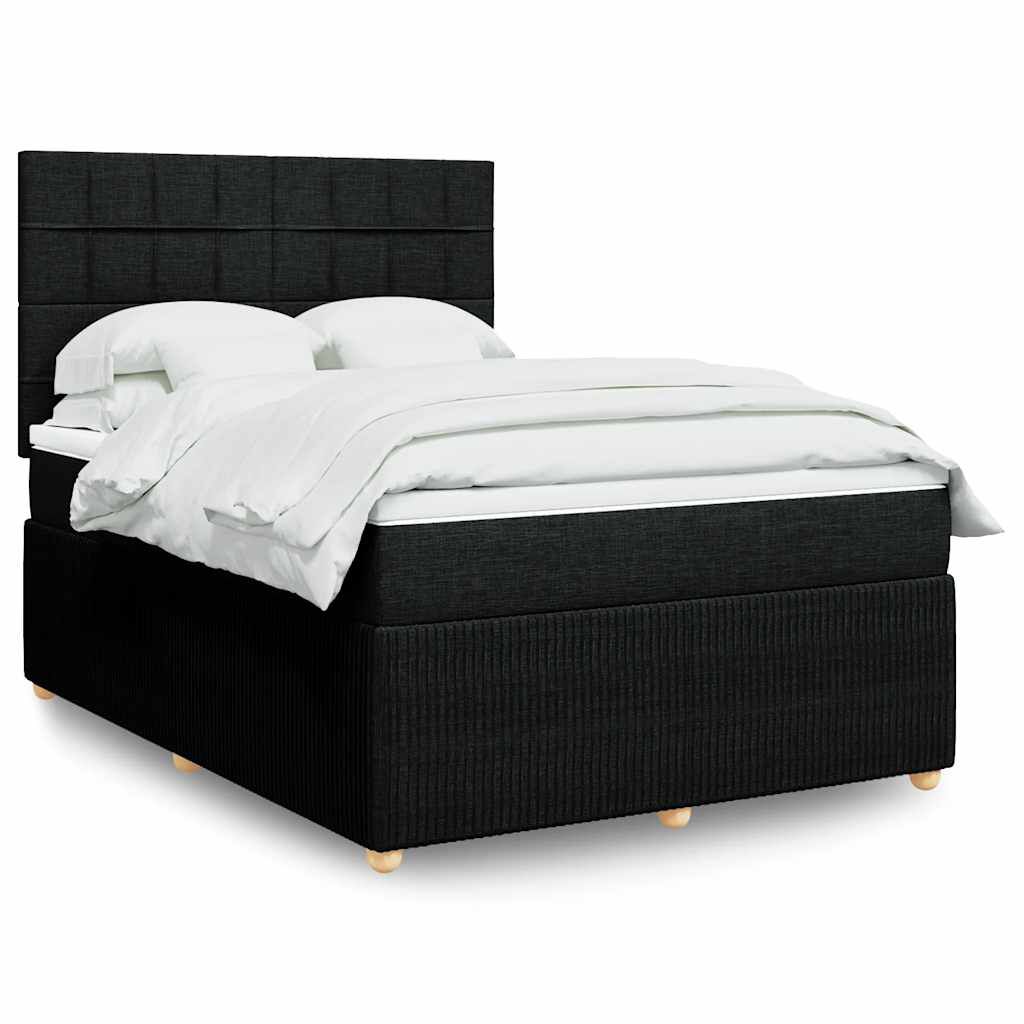 vidaXL Κρεβάτι Boxspring με Στρώμα Μαύρο 160x200 εκ. Υφασμάτινο