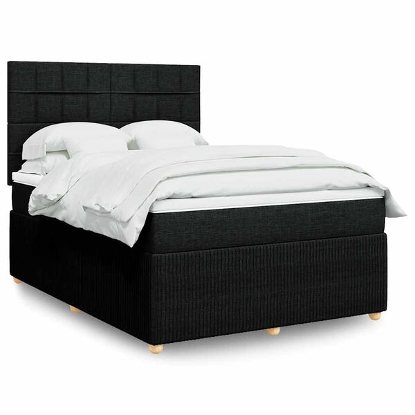 vidaXL Κρεβάτι Boxspring με Στρώμα Μαύρο 160x200 εκ. Υφασμάτινο