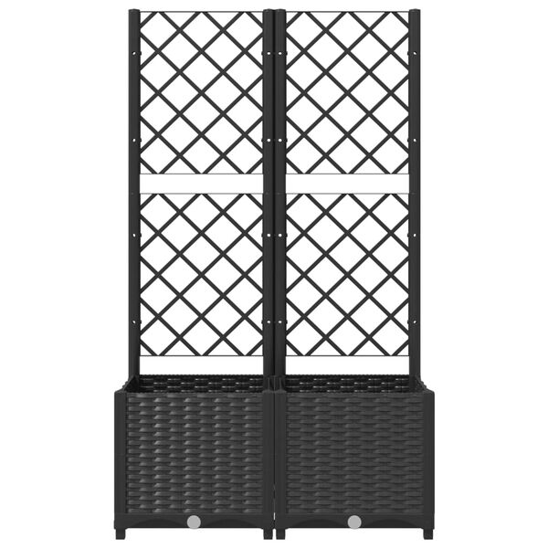 vidaXL Ζαρντινιέρα Κήπου με Καφασωτό Μαύρο 80 x 40 x 136 εκ. από PP
