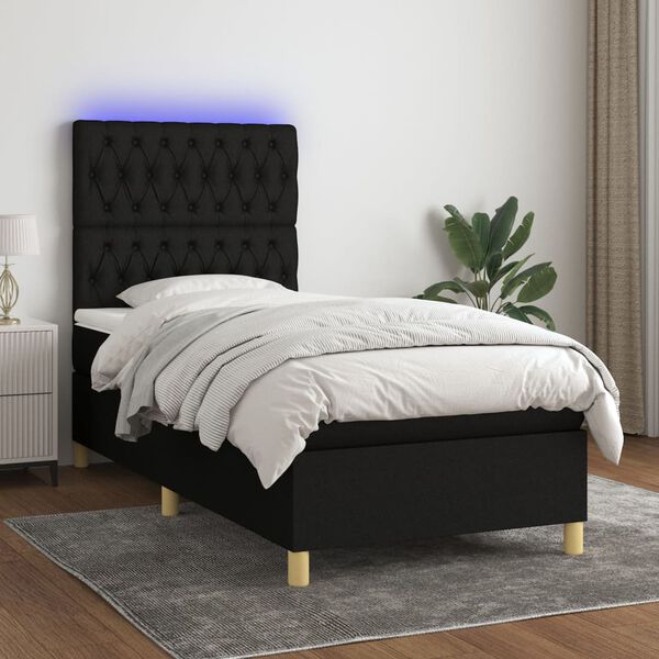 vidaXL &Kappa;&rho;&epsilon;&beta;ά&tau;&iota; Boxspring &mu;&epsilon; &Sigma;&tau;&rho;ώ&mu;&alpha; & LED &Mu;&alpha;ύ&rho;&omicron; 80x200 &epsilon;&kappa;. &Upsilon;&phi;&alpha;&sigma;&mu;ά&tau;&iota;&nu;&omicron;